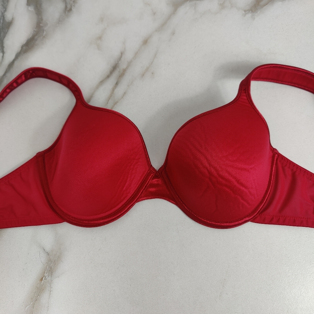 Soma Intimates Perfect Coverage Red Satin Trim Lightly Lined Underwire Bra, 36C